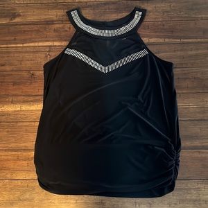 TORRID EMBELLISHED MESH ILLUSION HALTER TOP